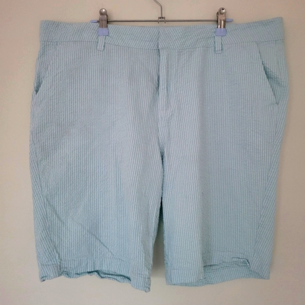 Caribbean Joe Blue Striped Summer Cotton Short Size 18W